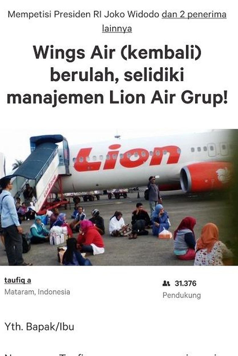 Kisah Taufiq yang Ajukan Petisi Soal Lion Air karena Bagasinya tak Diangkut