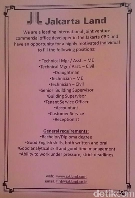 Ada Lowongan di Pengembang Gedung Pencakar Langit WTC