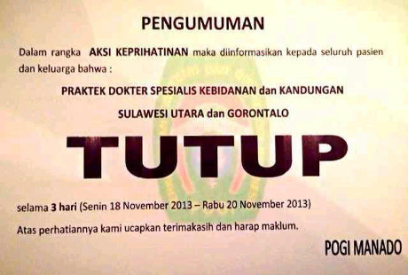 Prihatin dr Ayu, Praktik Dokter Kandungan Sulut dan Gorontalo Tutup 3 Hari Prihatin dr Ayu, Praktik Dokter Kandungan Sulut dan Gorontalo Tutup 3 Hari