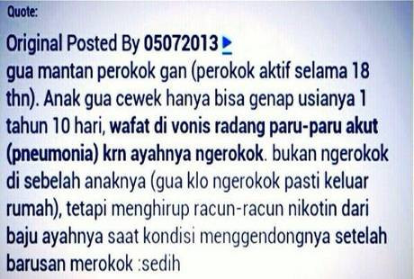 Terpapar Residu Asap Rokok Ayahnya, Bayi Ini Meninggal Kena Pneumonia Terpapar Residu Asap Rokok Ayahnya, Bayi Ini Meninggal Kena Pneumonia